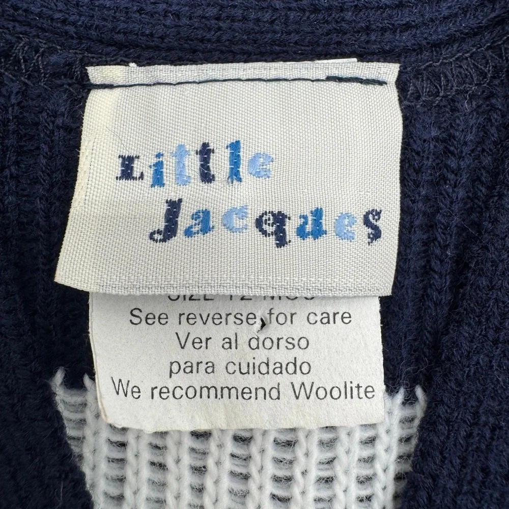 Little Jacques Vintage Fire Truck Knit Sweater Vest Navy Blue 12 Months USA
